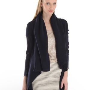 Maje navy mevin suede paneled ribbed cardigan S